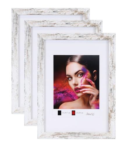 IDEAL TREND 2er 3er 5er Set Holz Bilderrahmen Lifestyle Plexi Foto Rahmen Collage Wanddeko Poster HR-25: Farbe: 3er Pack Shabby Weiß | Format: 10x15 von IDEAL TREND