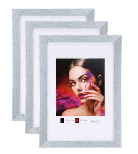 IDEAL TREND 2er 3er 5er Set Holz Bilderrahmen Lifestyle Plexi Foto Rahmen Collage Wanddeko Poster HR-25: Farbe: 3er Pack Silber | Format: 40x50 von IDEAL TREND