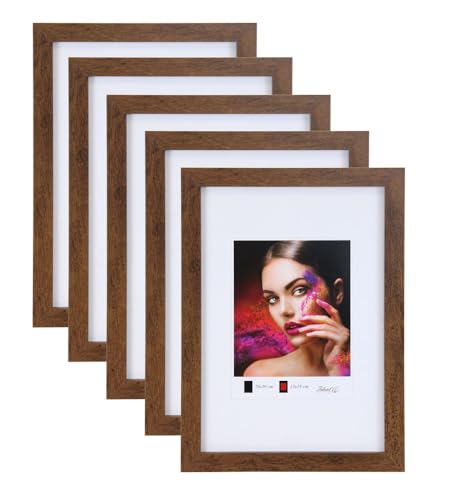 IDEAL TREND 2er 3er 5er Set Holz Bilderrahmen Lifestyle Plexi Foto Rahmen Collage Wanddeko Poster HR-25: Farbe: 5er Pack Braun | Format: 15x20 von IDEAL TREND