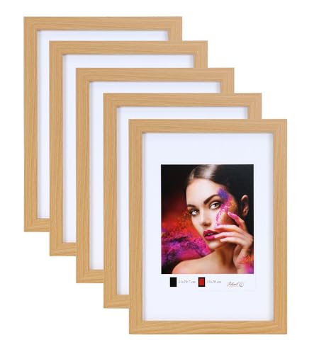 IDEAL TREND 2er 3er 5er Set Holz Bilderrahmen Lifestyle Plexi Foto Rahmen Collage Wanddeko Poster HR-25: Farbe: 5er Pack Buche | Format: 20x30 von IDEAL TREND