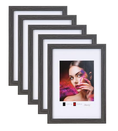 IDEAL TREND 2er 3er 5er Set Holz Bilderrahmen Lifestyle Plexi Foto Rahmen Collage Wanddeko Poster HR-25: Farbe: 5er Pack Grau | Format: 30x30 von IDEAL TREND
