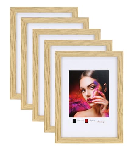 IDEAL TREND 2er 3er 5er Set Holz Bilderrahmen Lifestyle Plexi Foto Rahmen Collage Wanddeko Poster HR-25: Farbe: 5er Pack Natur | Format: 30x40 von IDEAL TREND