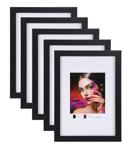 IDEAL TREND 2er 3er 5er Set Holz Bilderrahmen Lifestyle Plexi Foto Rahmen Collage Wanddeko Poster HR-25: Farbe: 5er Pack Schwarz | Format: 13x18 von IDEAL TREND