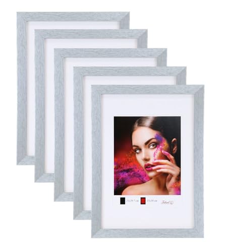 IDEAL TREND 2er 3er 5er Set Holz Bilderrahmen Lifestyle Plexi Foto Rahmen Collage Wanddeko Poster HR-25: Farbe: 5er Pack Silber | Format: 10x15 von IDEAL TREND