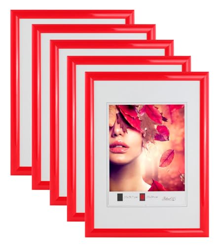 IDEAL TREND 3er 5er Pack Art Line Kunststoff Bilderrahmen Wanddeko Collage Poster Fotorahmen Bildträger: Farbe: 5er Rot | Format: 29,7x42 DIN A3 von IDEAL TREND