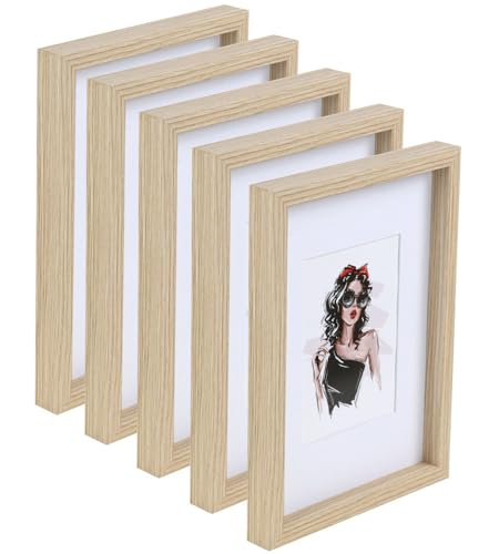 IDEAL TREND 3er 5er Set Holz Bilderrahmen Bilder Foto Rahmen Fotorahmen Wanddeko Collage Poster HR-15: Farbe: 5er Pack Natur | Format: 10x15 von IDEAL TREND