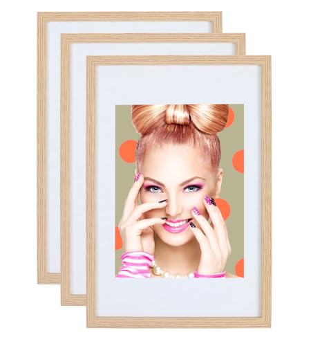 IDEAL TREND 3er 5er Set Holz Bilderrahmen Lifestyle Plexi Foto Rahmen Collage Wanddeko Poster S111: Farbe: 3er Pack Eiche | Format: 15x20 von IDEAL TREND