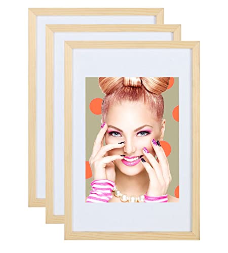 IDEAL TREND 3er 5er Set Holz Bilderrahmen Lifestyle Plexi Foto Rahmen Collage Wanddeko Poster S111: Farbe: 3er Pack Natur | Format: 15x20 von IDEAL TREND