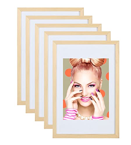 IDEAL TREND 3er 5er Set Holz Bilderrahmen Lifestyle Plexi Foto Rahmen Collage Wanddeko Poster S111: Farbe: 5er Pack Natur | Format: 40x50 von IDEAL TREND