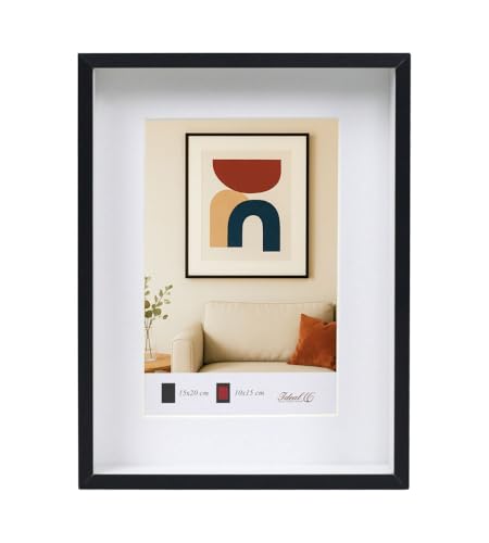 IDEAL TREND Aluminium Bilderrahmen 3D Rahmen mit Passepartout & gehärtetem Glas Fotorahmen Wandrahmen AL-3: Farbe: Schwarz | Format: 15x20 von IDEAL TREND