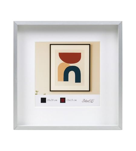 IDEAL TREND Aluminium Bilderrahmen 3D Rahmen mit Passepartout & gehärtetem Glas Fotorahmen Wandrahmen AL-3: Farbe: Silber | Format: 20x20 von IDEAL TREND