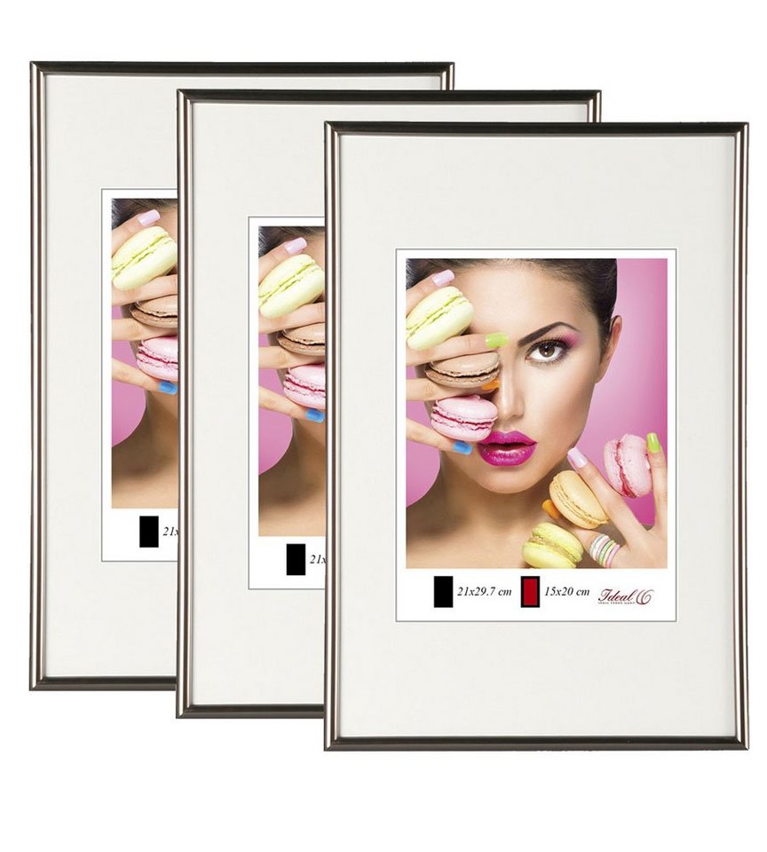 IDEAL TREND Bilderrahmen 2er 3er 5er Pack Photo Style Set Bilderrahmen Wanddeko Collage Poster, für 3 Bilder (3 St), Hochwertiger Kunststoffrahmen halbrunde Leiste Echtglas MDF-Rückwand von IDEAL TREND
