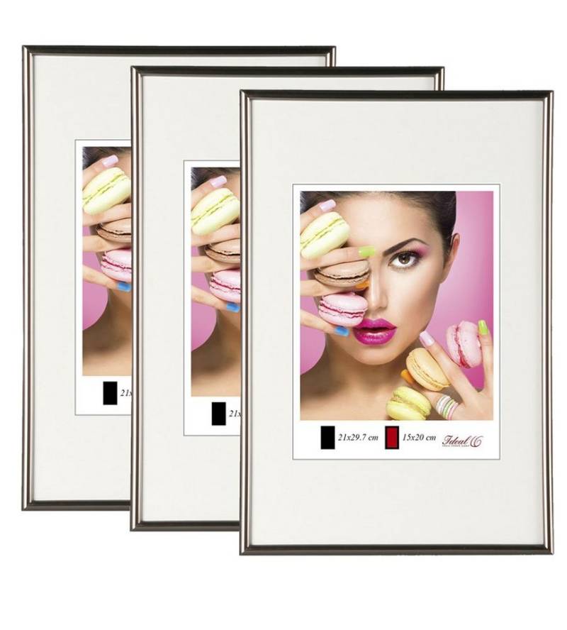 IDEAL TREND Bilderrahmen 2er 3er 5er Pack Photo Style Set Bilderrahmen Wanddeko Collage Poster, für 3 Bilder (3 St), Hochwertiger Kunststoffrahmen halbrunde Leiste Echtglas MDF-Rückwand von IDEAL TREND