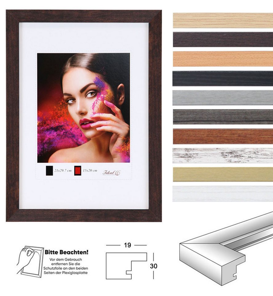 IDEAL TREND Bilderrahmen 2er 3er 5er Set Holz Bilderrahmen Lifestyle Plexi Foto Rahmen Collage von IDEAL TREND