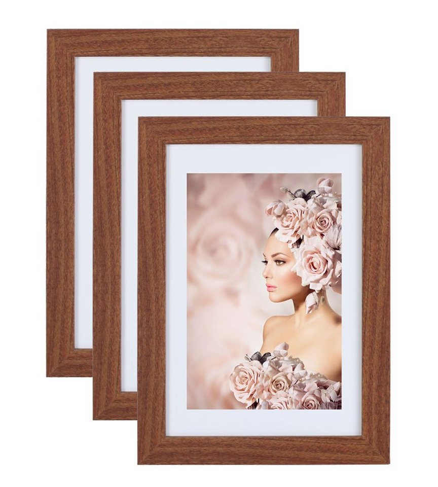 IDEAL TREND Bilderrahmen 3er Pack Holz Bilderrahmen Foto Plexi Rahmen Acryl Collage Wanddeko Po, für 1 Bilder (3 St), bruchsicheres Kunststoffglas von IDEAL TREND