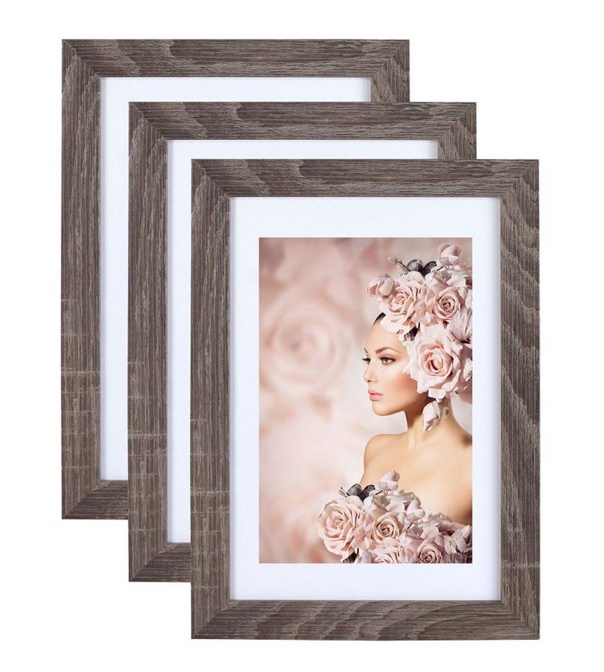 IDEAL TREND Bilderrahmen 3er Pack Holz Bilderrahmen Foto Plexi Rahmen Acryl Collage Wanddeko Po, für 1 Bilder (3 St), bruchsicheres Kunststoffglas von IDEAL TREND