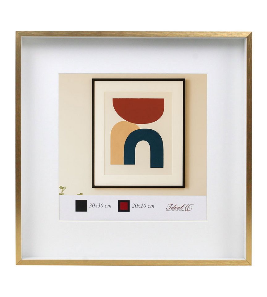 IDEAL TREND Bilderrahmen Aluminium Bilderrahmen 3D Rahmen mit Passepartout & gehärtetem Glas Fo, für 1 Bilder (1 St), Schrägschnitt Passepartout von IDEAL TREND