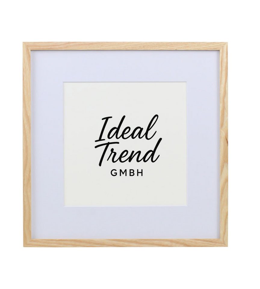 IDEAL TREND Bilderrahmen Bilderrahmen Massivholz Eiche mit Passepartout & gehärtetem Echtglas O, für 1 Bilder (1 St), Bruchsicheres gehärtetes Glas Hochwertige Schrägschnittpassepartout von IDEAL TREND