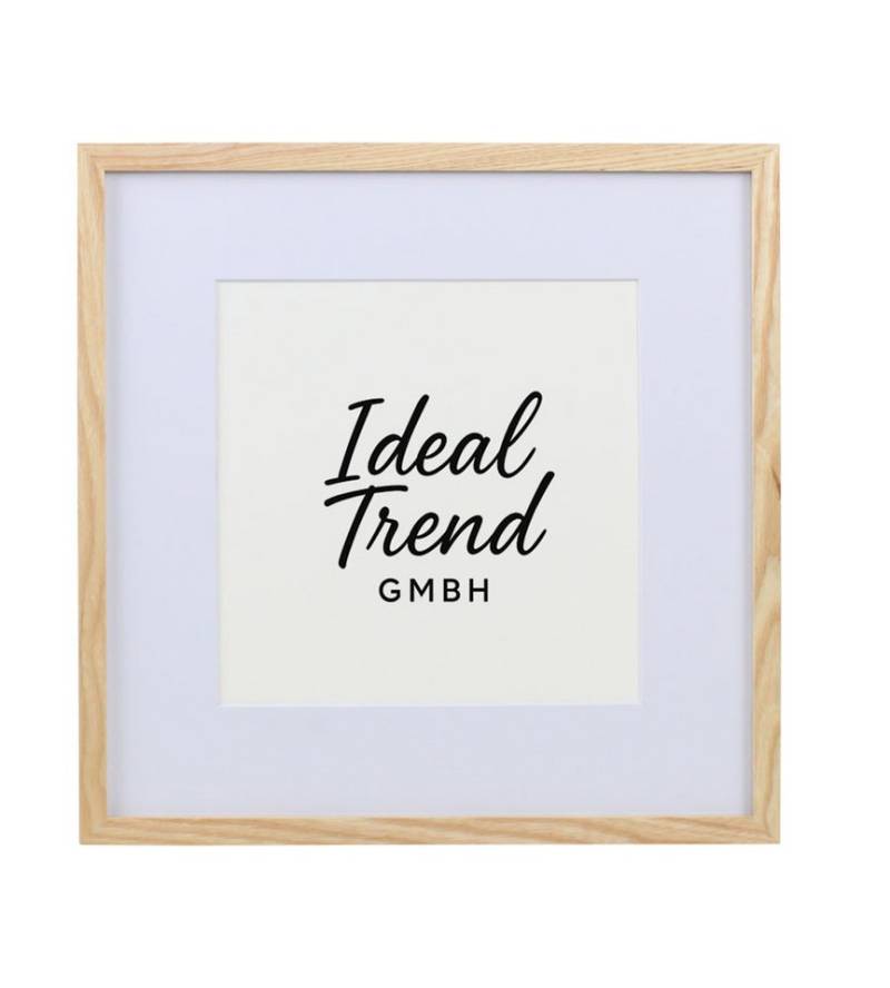 IDEAL TREND Bilderrahmen Bilderrahmen Massivholz Eiche mit Passepartout & gehärtetem Echtglas O, für 1 Bilder (1 St), Bruchsicheres gehärtetes Glas Hochwertige Schrägschnittpassepartout von IDEAL TREND