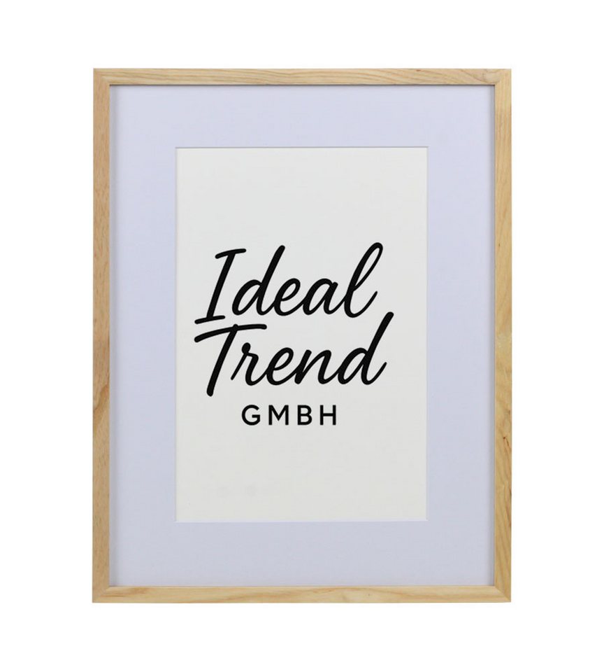 IDEAL TREND Bilderrahmen Bilderrahmen Massivholz Eiche mit Passepartout & gehärtetem Echtglas O, für 1 Bilder (1 St), Bruchsicheres gehärtetes Glas Hochwertige Schrägschnittpassepartout von IDEAL TREND