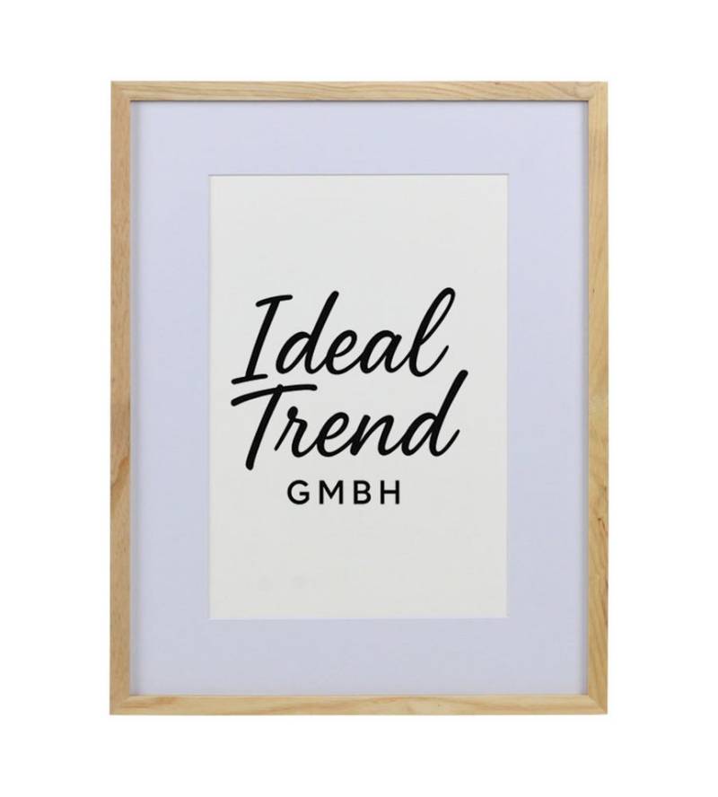 IDEAL TREND Bilderrahmen Bilderrahmen Massivholz Eiche mit Passepartout & gehärtetem Echtglas O, für 1 Bilder (1 St), Bruchsicheres gehärtetes Glas Hochwertige Schrägschnittpassepartout von IDEAL TREND