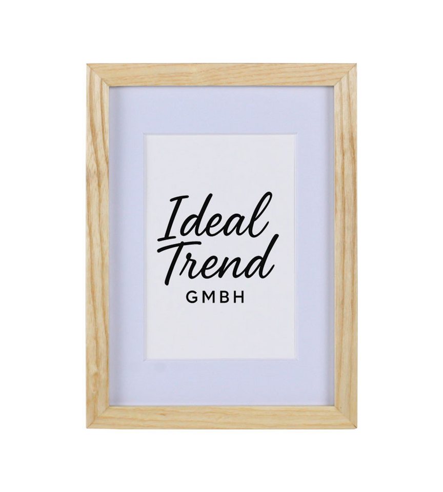 IDEAL TREND Bilderrahmen Bilderrahmen Massivholz Eiche mit Passepartout & gehärtetem Echtglas O, für 1 Bilder (1 St), Bruchsicheres gehärtetes Glas Hochwertige Schrägschnittpassepartout von IDEAL TREND
