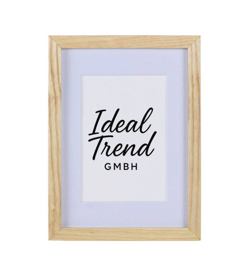 IDEAL TREND Bilderrahmen Bilderrahmen Massivholz Eiche mit Passepartout & gehärtetem Echtglas O, für 1 Bilder (1 St), Bruchsicheres gehärtetes Glas Hochwertige Schrägschnittpassepartout von IDEAL TREND