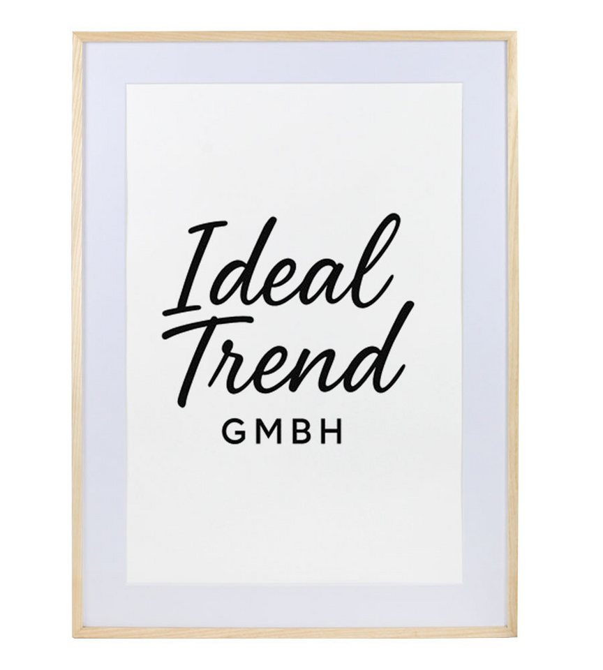 IDEAL TREND Bilderrahmen Bilderrahmen Massivholz Eiche mit Passepartout & gehärtetem Echtglas O, für 1 Bilder (1 St), Bruchsicheres gehärtetes Glas Hochwertige Schrägschnittpassepartout von IDEAL TREND