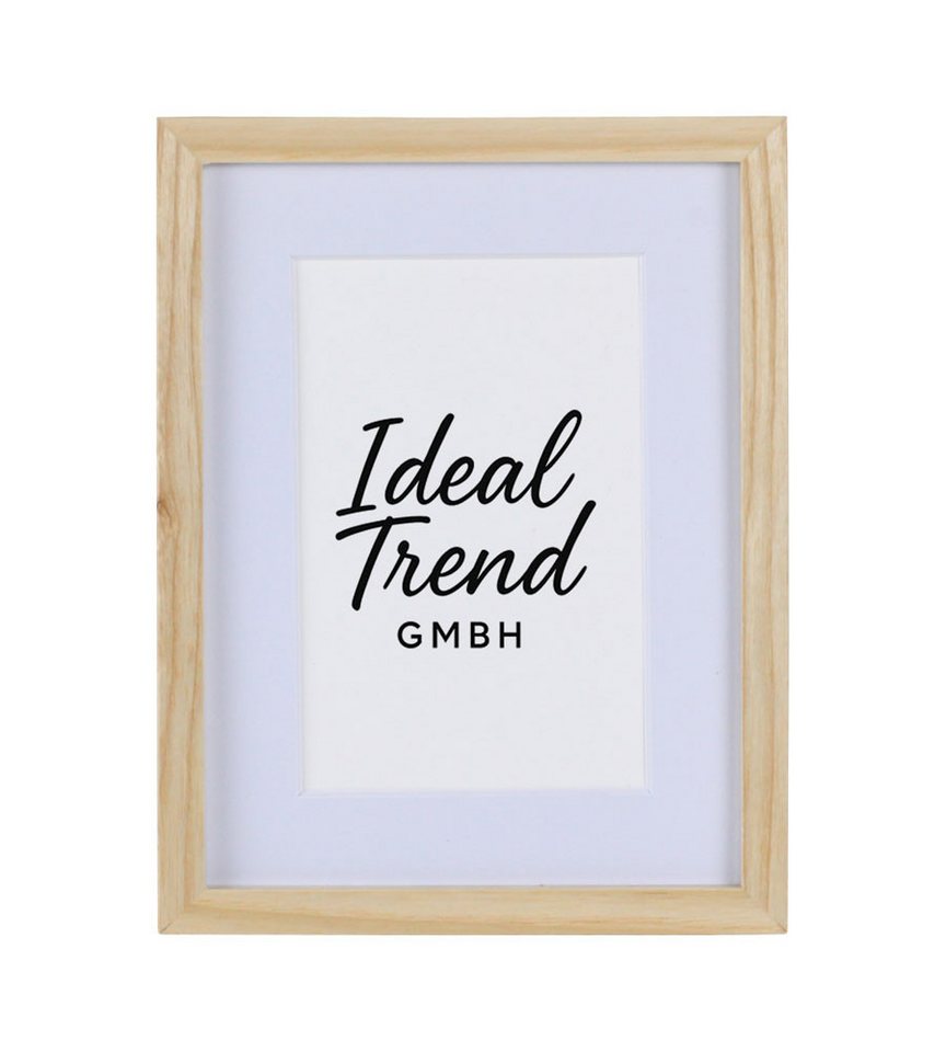 IDEAL TREND Bilderrahmen Bilderrahmen Massivholz Eiche mit Passepartout & gehärtetem Echtglas O, für 1 Bilder (1 St), Bruchsicheres gehärtetes Glas Hochwertige Schrägschnittpassepartout von IDEAL TREND