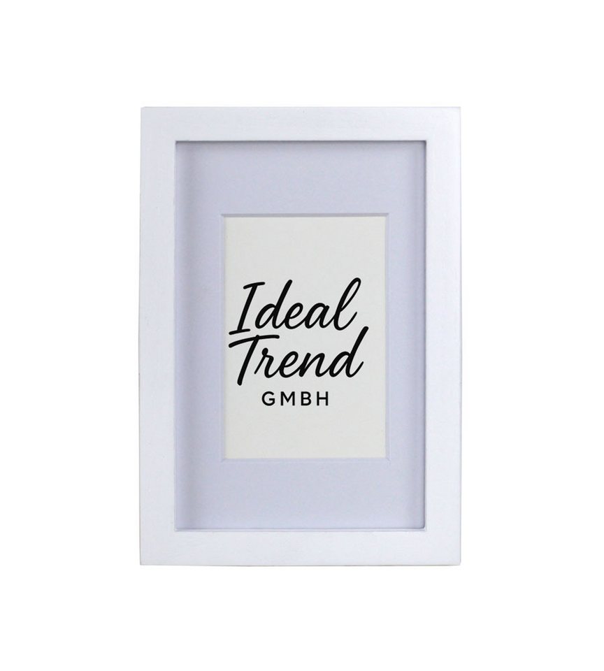 IDEAL TREND Bilderrahmen Bilderrahmen Massivholz Eiche mit Passepartout & gehärtetem Echtglas O, für 1 Bilder (1 St), Bruchsicheres gehärtetes Glas Hochwertige Schrägschnittpassepartout von IDEAL TREND