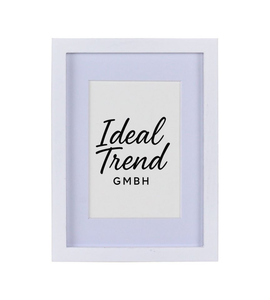 IDEAL TREND Bilderrahmen Bilderrahmen Massivholz Eiche mit Passepartout & gehärtetem Echtglas O, für 1 Bilder (1 St), Bruchsicheres gehärtetes Glas Hochwertige Schrägschnittpassepartout von IDEAL TREND