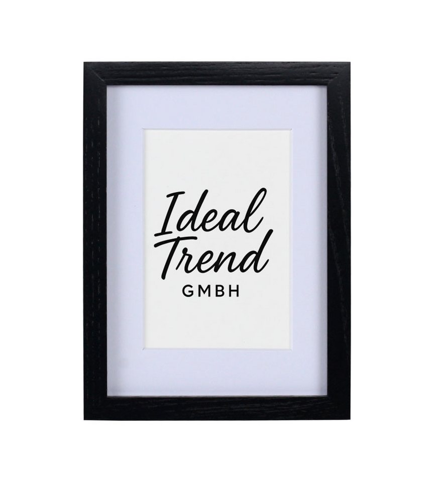 IDEAL TREND Bilderrahmen Bilderrahmen Massivholz Eiche mit Passepartout & gehärtetem Echtglas O, für 1 Bilder (1 St), Bruchsicheres gehärtetes Glas Hochwertige Schrägschnittpassepartout von IDEAL TREND