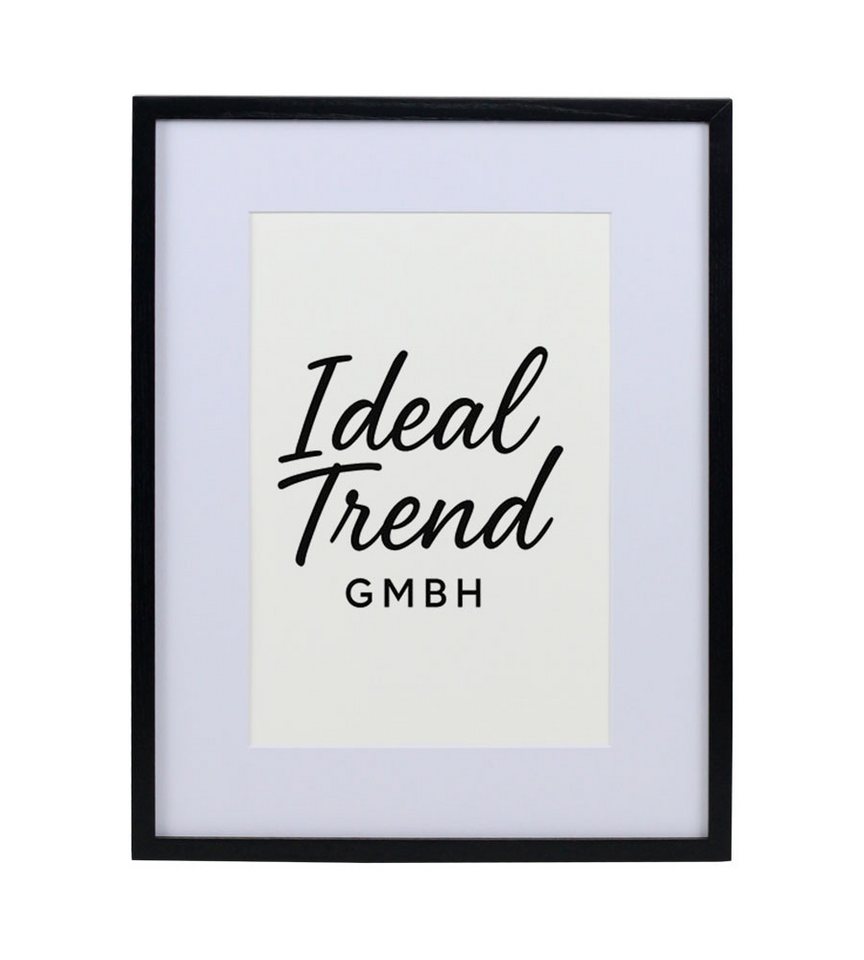 IDEAL TREND Bilderrahmen Bilderrahmen Massivholz Eiche mit Passepartout & gehärtetem Echtglas O, für 1 Bilder (1 St), Bruchsicheres gehärtetes Glas Hochwertige Schrägschnittpassepartout von IDEAL TREND