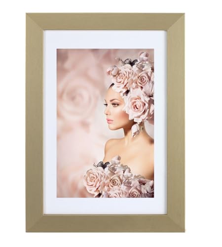 IDEAL TREND Bilderrahmen Holz Rahmen Plexi Acryl Collage Wanddeko Poster quadratisch S215: Farbe: Gold | Format: 40x60 von IDEAL TREND