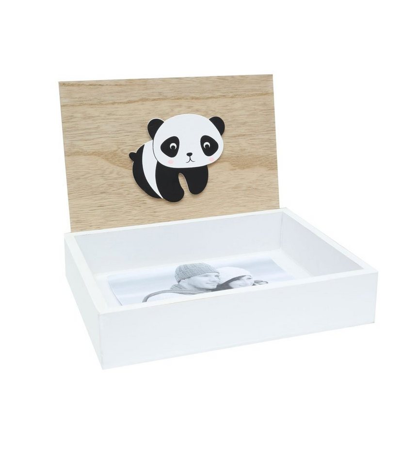 IDEAL TREND Bilderrahmen Little Panda Holz Fotobox 21x16x4 cm Natur Weiß Geschenkbox Box mit Deckel von IDEAL TREND