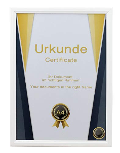 IDEAL TREND Dokument Holz Bilderrahmen in Natur Schwarz Weiß 21x29,7 DIN A4 Urkunde Rahmen: Farbe: Weiß von IDEAL TREND