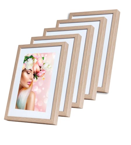IDEAL TREND KS15 Bilderrahmen Lifestyle Foto Rahmen Collage Holzoptik 2er 3er 5er Pack: Farbe: 5er Pack Natur | Format: 50x50 von IDEAL TREND
