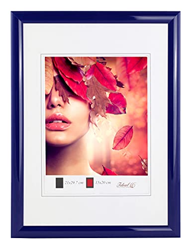 IDEAL TREND Moderner Bilderrahmen mit echtem Glas für wertvolle Erinnerungen Bilder Foto Rahmen mit abgerundetem Profil: Farbe: Blau | Format: 21x29,7 (DIN A4) von IDEAL TREND