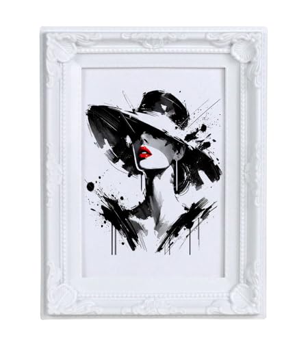 IDEAL TREND Vintage Bilderrahmen Barock Kunststoff Weiß Echtglas Landhaus: Format: 10x15 von IDEAL TREND