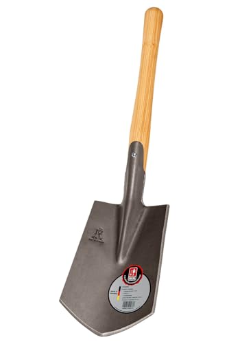 IDEAL-Camping- und Outdoorspaten | Geestemünder Form | gestrahltes Blatt | gefräster Eschen-Knopfstiel 39cm | ohne Tritt von IDEAL