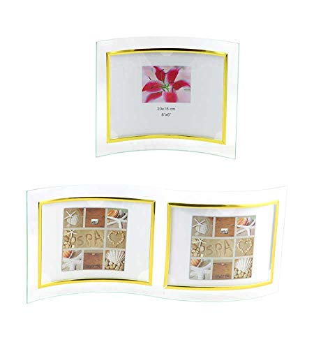 Ideal Verona Glas Bilderrahmen 10x15 cm 13x18 cm 15x20 cm Bilder gebogen Foto Rahmen: Farbe: Gold Quer | Format: 10x15 von IDEAL