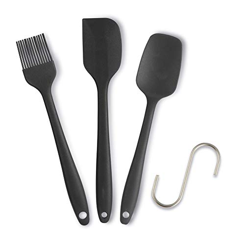 IDEALHOUSE Silicone Spatula Set Heat Resistant Spatula Tableware (Black, 3 PCC-2) von IDEALHOUSE