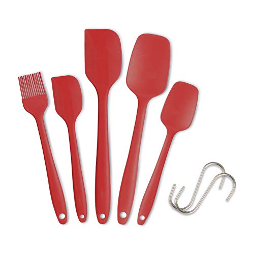 IDEALHOUSE Silicone Spatula Set Heat Resistant Spatula Tableware (Red, 5 PCC) von IDEALHOUSE