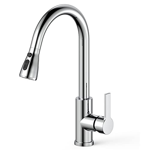 Wasserhahn Küche, Küchenarmatur, Chrom Armatur Küche Mit Pull Down Sprayer, Perfekter kommerzieller Moderner Wasserhahn Für Küchenspüle - (Chrom) von IDEALHOUSE