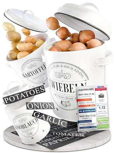 IDEALTASTIC® Premium Kartoffel Aufbewahrungsbox [3 Stück] I Vielseitiges Kartoffeltopf Set mit 360° Belüftungssystem für mehr Frische von IDEALTASTIC