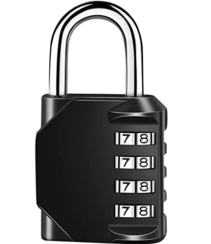 IDEALUX Vorhängeschloss Zahlenschlösser 1 Stücke, Schlösser mit Zahlencode 4 Stellig,Schwarz Kombinations Vorhängeschlösser Wetterfest,Kombinationsschloss, Große Zahlen & Seitenfenster, 80 * 44mm von IDEALUX