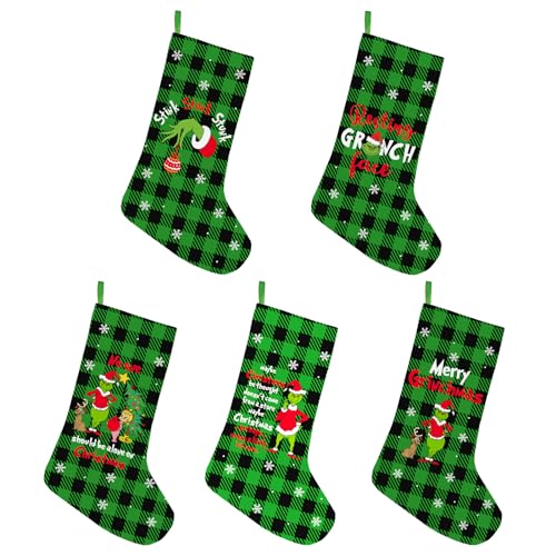 5 Stück Grinches Weihnachts Strümpfe, Großer Grinchs Strumpf, Lustige Whoville Weihnachts Dekoration, Party Dekoration für die Feiertage, Weihnachts Baumschmuck für den Kamin, Weihnachts Geschenke 5 Stück Grinches Weihnachts Strümpfe, Großer Grinchs Strumpf, Lustige Whoville Weihnachts Dekoration, Party Dekoration für die Feiertage, Weihnachts Baumschmuck für den Kamin, Weihnachts Geschenke von IDEAPRON