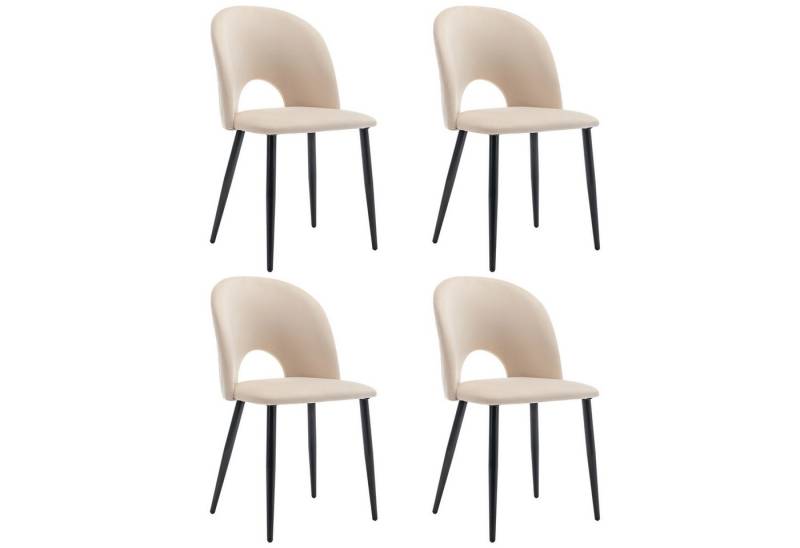 IDEASY 4-Fußstuhl 2/4/6St, Polsterstuhl, Belastbarkeit 150kg, Eleganter Küchenstuhl, Hohe Rückenlehne, Sitz aus Samt, Metallbeine (verstellbar) von IDEASY
