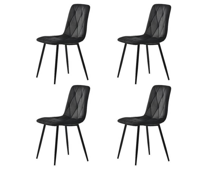 IDEASY 4-Fußstuhl 4St, Polsterstuhl Design Stuhl, Tragfähigkeit 150kg, Küchenstuhl, Hohe Rückenlehne, Esszimmerstuhl mit Samt/Leinen, Metallbein von IDEASY