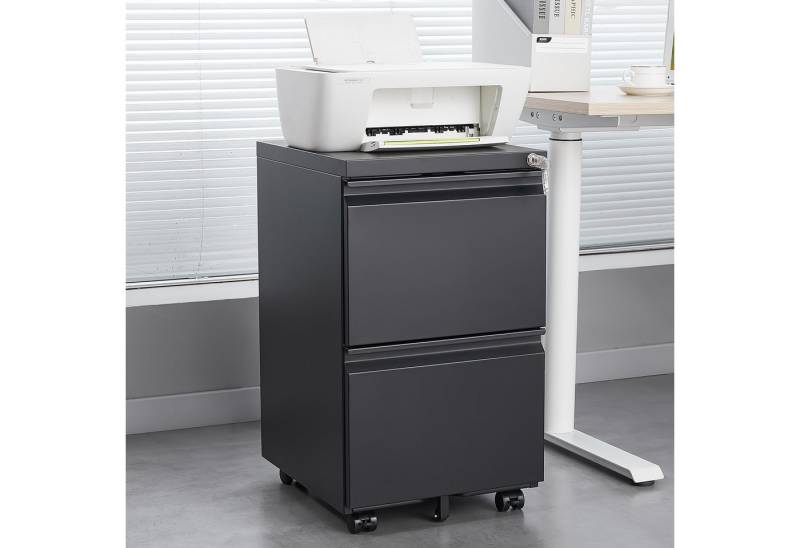 IDEASY Aktenschrank 2-Fach Metall-Aktenschrank mit Schloss, rollend unter Tisch 2-Fach Roll-Aktenschrank mit Schloss, Metall für Homeoffice von IDEASY